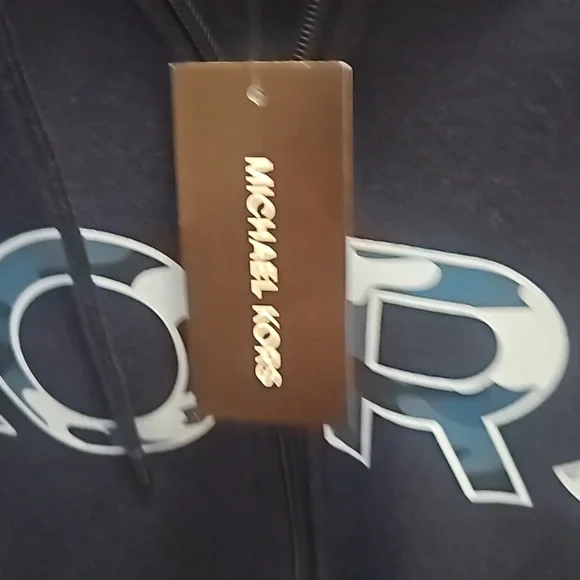 NWT Michael Kors Spellout Hoodie in Midnight blue with camouflage accents - Picture 6 of 7